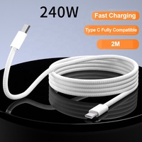 Câble de données USB-C vers USB-C en nylon tressé de 2 m, 240 W, avec puce E-Marker, pour tablette et ordinateur portable (vente en gros)
