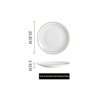 Assiette en céramique de style européen à bord doré, ronde et peu profonde, pour steak, idéale pour mariages, restaurants et hôtels - Vente chaude