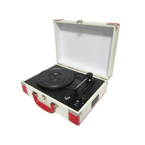 Tocadiscos portátil de 3 velocidades con carga USB y grabación por ordenador, color blanco, con auriculares y entrada auxiliar. - Product Image 1