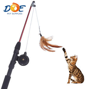 Doe, accesorios para mascotas, juguete interactivo para gatos, varilla telescópica, carrete de pesca de plástico, cuerda moderna/clásica para mascota, varita teaser transfronteriza - Product Image 1