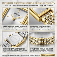 Montre pour femme en acier inoxydable à quartz, étanche, de luxe, avec logo personnalisé, idéale pour les micro-marques – Marque privée, forme rectangulaire
