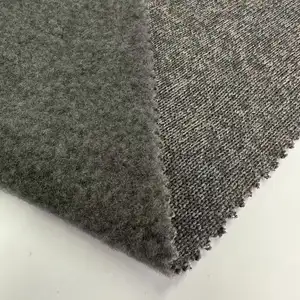 Customized Color And Style Knitted Fleece Fabric 100%polyester Gray Melange Brushed Hacci Fabric For Coat And Sweater