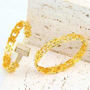 Brazalete de Diseño Árabe de Lujo en Color Dorado, Anillo en Forma de U Chapado en Oro de 21k para Mujer, Joyería para Fiestas - Product Image 4