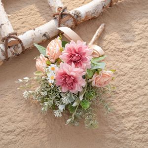 CallaFloral <b>Artificial</b> Dahlia Rose <b>Bouquet</b> Plastic Woven Fabric Wedding Indoor Wall Decoration - Product Image 3