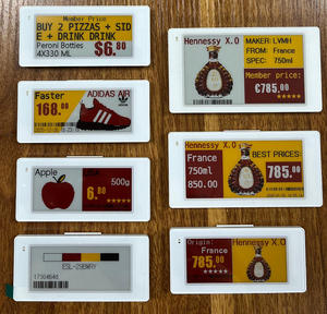 ป้ายราคาอิเล็กทรอนิกส์ E-Ink Display Epaper ESL สำหรับร้านขายกระเป๋าแบรนด์เนมหรู พร้อมระบบ EAS ขายตรงจากโรงงาน - Product Image 1