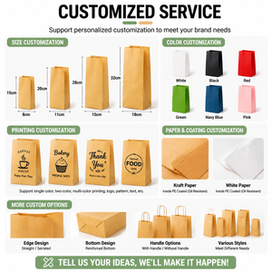 Bolsas de papel kraft personalizadas para alimentos, bolsas para llevar pan de panadería, bolsas de papel kraft resistentes al aceite, bolsas de papel con base cuadrada - Product Image 4
