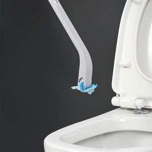 קיר-רכוב זמין חד פעמי אפור ולבן מברשת עם wand ניקוי פתרון ניקוי מברשות עבור חדר אמבטיה - Product Image 5