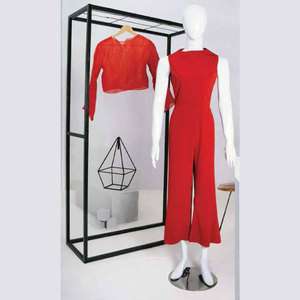 Offre Spéciale – Ensemble Deux Pièces Rouge pour Femme : Combinaison Sans Manches à Jambes Larges et Haut Court à Manches Longues en Maille Transparente - Product Image 2
