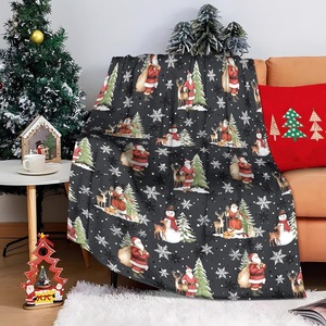 Christmas Snowman Snowflake Santa Flannel Blanket <b>Throw</b> Blanket Nap Blanket Festive Winter Warm <b>Super</b> <b>Soft</b> Machine Washable - Product Image 3