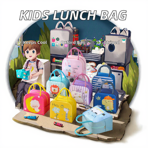 Venta al por mayor niños animales encantadores dibujos animados portátil Snack bebida nevera bolsa aislada bolsa de almuerzo para la escuela niños Bento caja de almacenamiento - Product Image 2