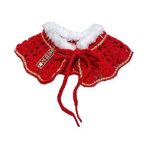 Knitted scarves/neckbands for cats and <b>dogs</b>, New Year's bibs/shawls, pet bibs, holiday gifts, blue and white Bichon Frise - Product Image 2