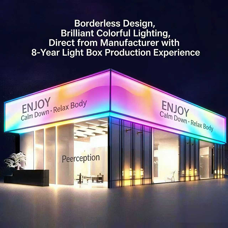 Outdoor Solar Waterproof RGB LED Hanging Light Box Aluminum Frame Decorative Storefront Sign Light Bars Clubs Dance Studios