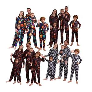 Customized Cotton Stripe Pumpkin Print PJs Sets 2 Pieces Loungewear <strong>Adult</strong> Kids <strong>Halloween</strong> Pajamas for Family - Product Image 5