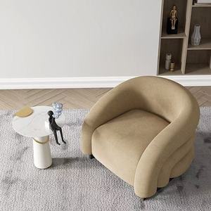 Atunus Boucle Accent Chair Living Room Bedroom Single <b>Sofa</b> Velvet Leather Unique Shape Lazy <b>Sofa</b> Leisure Floor Lounge Chair - Product Image 4