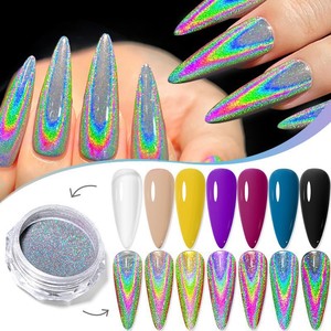Polvo de uñas efecto espejo Aurora de alto brillo, holográfico, arcoíris, camaleón, pigmento cromado para manicura con gel UV, uso doméstico y en salón. - Product Image 1