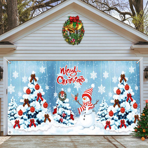 Striscione Rosso per Porta del Garage 'Buon <span class=keywords><strong>Natale</strong></span> <span class=keywords><strong>e</strong></span> <span class=keywords><strong>Felice</strong></span> <span class=keywords><strong>Anno</strong></span> <span class=keywords><strong>Nuovo</strong></span>' con Fiocchi di Neve, Personalizzabile per Interni ed Esterni - Product Image 3