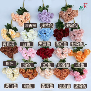 ดอกกุหลาบประดิษฐ์ 9 หัว ขนาด 45 ซม. ผ้าไหม สำหรับตกแต่งงานแต่งงาน - Product Image 3