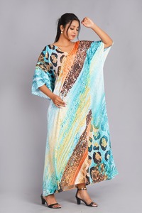 Robe Kaftan en Coton Élégante pour Femmes, Grande Taille, Imprimé Floral Fait Main, Vêtements de Détente, Prix de Gros Disponible - Product Image 3