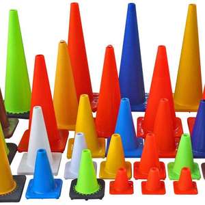 Cône de signalisation routière en PVC orange de 30/45/50/70/75 cm avec base noire - Product Image 4