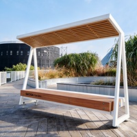 Banc public moderne en bambou pour paysage urbain, siège intelligent à énergie solaire avec recharge USB sans fil, modèle GGY-10