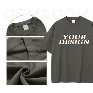 260gsm 100% Cotton Vintage T-Shirt Custom Logo O-Neck Short Sleeve Knitted <b>Tee</b> for Men - Product Image 1