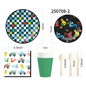 Juego de Vajilla Infantil DAMAI con Temática de Parque de Dinosaurios, Platos, Vasos y Servilletas de Papel para Fiestas de Cumpleaños Infantiles - Product Image 6
