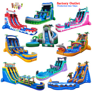 <span class=keywords><strong>Toboggan</strong></span> aquatique <span class=keywords><strong>gonflable</strong></span> géant commercial en PVC de 18 OZ pour adultes, avec piscine amovible et souffleur, idéal pour les fêtes d'enfants dans la cour. - Product Image 1