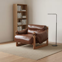 EaseNeat Freizeit-Einzelledersessel Kaffeefarben Entspanntes Design Komfortabler Wohnzimmersessel Perfekt für Schlafzimmer