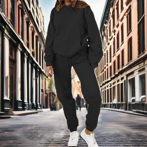 Ensemble de sport décontracté pour femme, imprimé léopard, coupe ample, haut à manches longues avec col boutonné et fente, collection printemps, vente en gros - Product Image 2