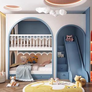 Cama litera con diseño moderno de castillo de princesa JS, tamaño completo, ecológica, con almacenamiento para dormitorio, uso escolar, para niños - Product Image 6