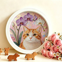 Kit de Bricolage SONGWOO pour Peinture Diamant Perle, Motif Animal de Dessin Animé Mignon Fait Main, Encadré, Rond, pour Chambre, Salon, Bureau