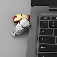 USB Flash Drive Bentuk Mobil Iron Man Gaya Baru, Metal Pen Drive 4GB 8GB 16GB 32GB 64GB USB 2.0, Tas pp, Penyimpanan Mudah, Transfer Data