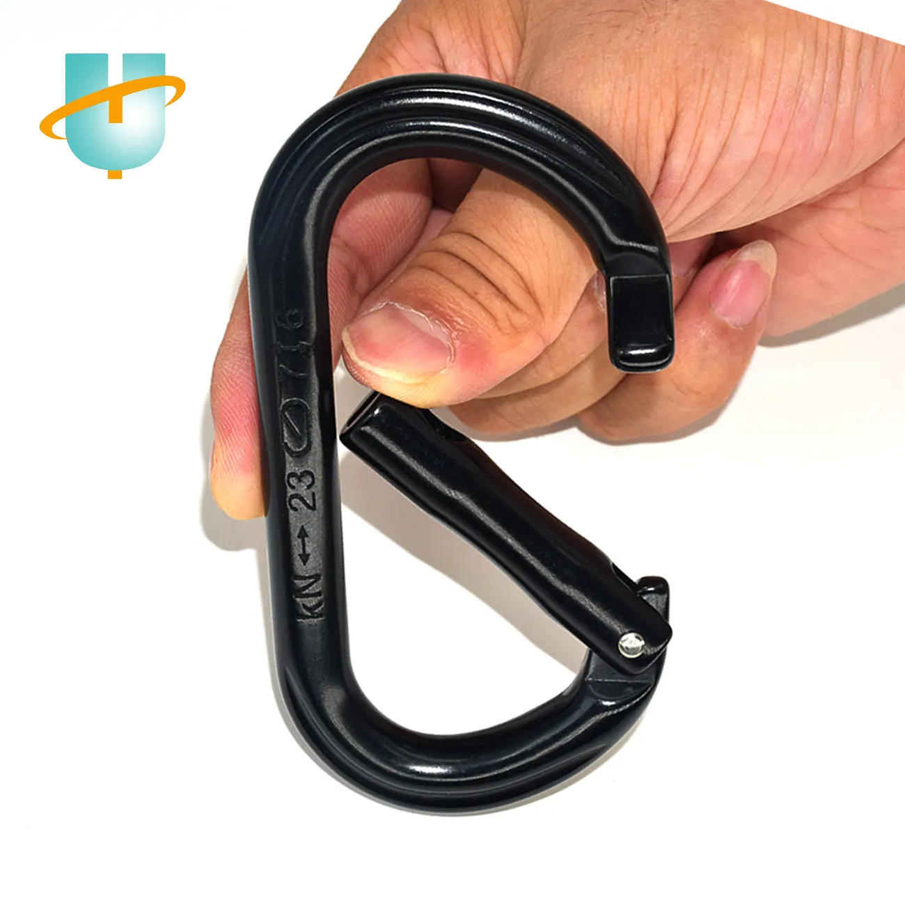 Black O Type ring Large Gate 25kN CE Standard climbing Aluminum 7075 Carabiner Hook