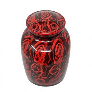 Urna metálica roja con tapa para cenizas, florero de mesa conmemorativo, urna metálica con tapa, urna conmemorativa para cenizas. - Product Image 1