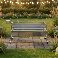 Grill à charbon de bois portable robuste sans fumée en acier inoxydable pour barbecue en plein air, utilisation pour porc entier, agneau, poulet