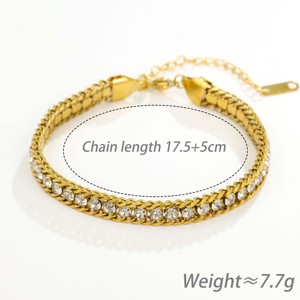 Stainless Steel Pave <b>Cuban</b> <b>Link</b> Bracelet-Trendy Double <b>Chain</b> Design Elegant Versatile Casual Jewelry - Product Image 5