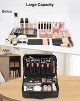 Professionnel Écologique Tissu Maquillage Cas Organisateur Rectangle Forme En Gros Cosmétique Boîte De Rangement avec Diviseurs Réglables
