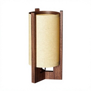 Lámpara de Mesa Tradicional de Madera con Pantalla de Papel Nogal, Alimentación CA, Base para Bombilla E27/E26, Cable, LED Blanco Cálido, Cuidado de la Vista, Alto CRI 80, para Escritorio - Product Image 1