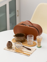 Ensemble de bol à matcha en porcelaine portable de style japonais 600 ml, fouet et tasse en verre avec filtre, kit de thé complet pour les voyages, boîte cadeau pour femmes et filles