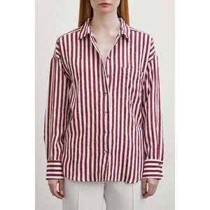 Camisa de Popelina a Rayas Múltiples para Mujer, Estilo Casual para el Día a Día, Diseño con Paneles y Botones - Product Image 3