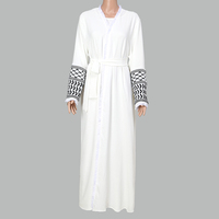 Robe longue grande taille pour femmes musulmanes Hijab vêtements de prière Khimar Cardigan brodé arabe Robe Abaya avec ceinture pour dames