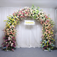 Arche florale artificielle en forme de corne pour événements de mariage, avec roses violettes et delphiniums, hauteur 7-8 pieds, avec support – Vente en gros