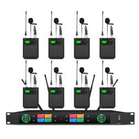 Système de microphone cravate sans fil UHF professionnel 8 canaux avec double écran couleur TFT pour mariages et banquets