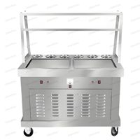 Rouleaux de crème glacée congelée en acier inoxydable à double poêle machine à crème glacée frite machine à rouleaux de glace