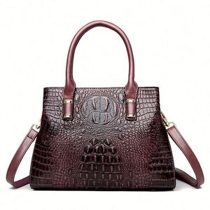 Women's Large Capacity Tote Bag Single Shoulder Crossbody Pattern Fashionable Middlen Aged Handbag with Two Straps <b>Open</b> Closure - Product Image 4