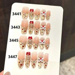 Diseño # 3441 # 3443 # 3445 # 3447 <span class=keywords><strong>Uñas</strong></span> Postizas de Alta Calidad con Diseño de <span class=keywords><strong>León</strong></span> Bailarín en 3D para el Año Nuevo Chino, <span class=keywords><strong>Uñas</strong></span> de Lujo con Efecto Ojo de Gato, Hechas a Mano - Product Image 6