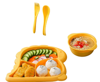 Nouvelles assiettes divisées pour bébé en silicone sans BPA, mignonnes, à thème de dinosaures, pour l'alimentation et les repas