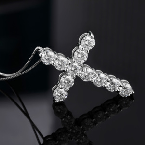 Meistverkaufte 925 Sterling Silber Religiöses Kreuz 4mm D Farbe VVS Moissanit Anhänger Halskette für Männer und Frauen Großhandel Schmuck - Product Image 3