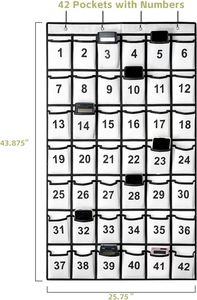 Organizador de Pared Grande para Aula, Tabla de Bolsillos Numerada con 42 Compartimentos, Soporte para Teléfonos Móviles y Calculadoras, Material de Oficina y Escolar de Tela No Tejida - Product Image 5