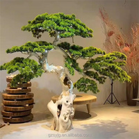 Pierre de jardin sculptée en pin artificiel hautement réaliste, Bonsaï de pin pour décoration intérieure et extérieure, Plante artificielle